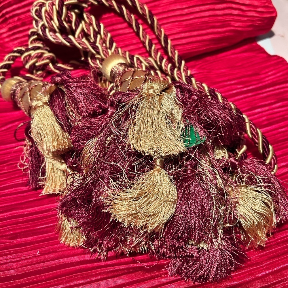 Elegant Burgundy and Gold key  Tassel tie backs for curtains-beautiful accents -